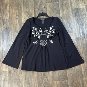 New Without Tags 95% Cotton INC Black Blouse